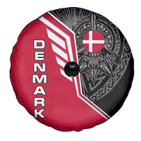 Denmark Flag Spare Tire Cover with Viking Rune Pattern and Nordic Crest Design - Wonder Print Shop