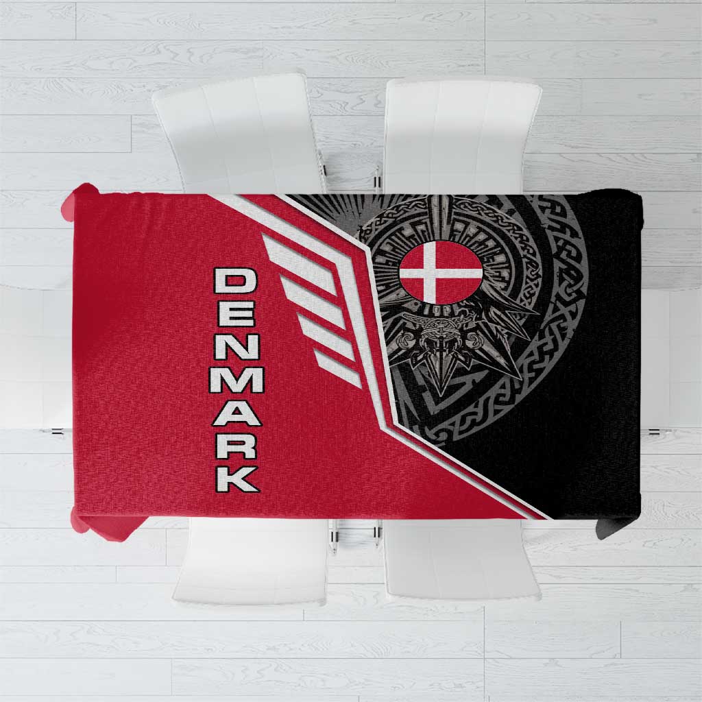 Denmark Flag Tablecloth with Viking Rune Pattern and Nordic Crest Design - Wonder Print Shop