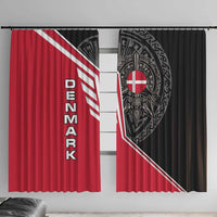 Denmark Flag Window Curtain with Viking Rune Pattern and Nordic Crest Design - Wonder Print Shop