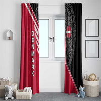 Denmark Flag Window Curtain with Viking Rune Pattern and Nordic Crest Design - Wonder Print Shop