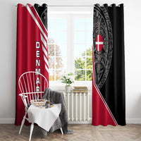 Denmark Flag Window Curtain with Viking Rune Pattern and Nordic Crest Design - Wonder Print Shop
