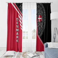 Denmark Flag Window Curtain with Viking Rune Pattern and Nordic Crest Design - Wonder Print Shop