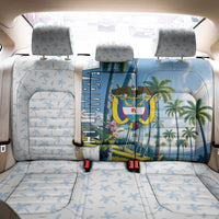 Colombia Palm Tree Landscape Back Car Seat Cover with Tropical Flowers and Blue Sky Design - Wonder Print Shop