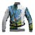 Colombia Palm Tree Landscape Baseball Jacket with Tropical Flowers and Blue Sky Design - Wonder Print Shop