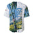Colombia Palm Tree Landscape Baseball Jersey with Tropical Flowers and Blue Sky Design - Wonder Print Shop