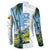 Colombia Palm Tree Landscape Button Sweatshirt with Tropical Flowers and Blue Sky Design - Wonder Print Shop