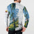Colombia Palm Tree Landscape Button Sweatshirt with Tropical Flowers and Blue Sky Design - Wonder Print Shop
