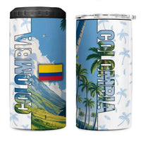 Colombia Palm Tree Landscape 4 in 1 Can Cooler Tumbler with Tropical Flowers and Blue Sky Design - Wonder Print Shop