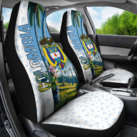 Colombia Palm Tree Landscape Car Seat Cover with Tropical Flowers and Blue Sky Design - Wonder Print Shop