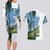 Colombia Palm Tree Landscape Couples Matching Long Sleeve Bodycon Dress and Hawaiian Shirt with Tropical Flowers and Blue Sky Design - Wonder Print Shop