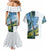 Colombia Palm Tree Landscape Couples Matching Mermaid Dress and Hawaiian Shirt with Tropical Flowers and Blue Sky Design - Wonder Print Shop