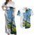 Colombia Palm Tree Landscape Couples Matching Off Shoulder Maxi Dress and Hawaiian Shirt with Tropical Flowers and Blue Sky Design - Wonder Print Shop