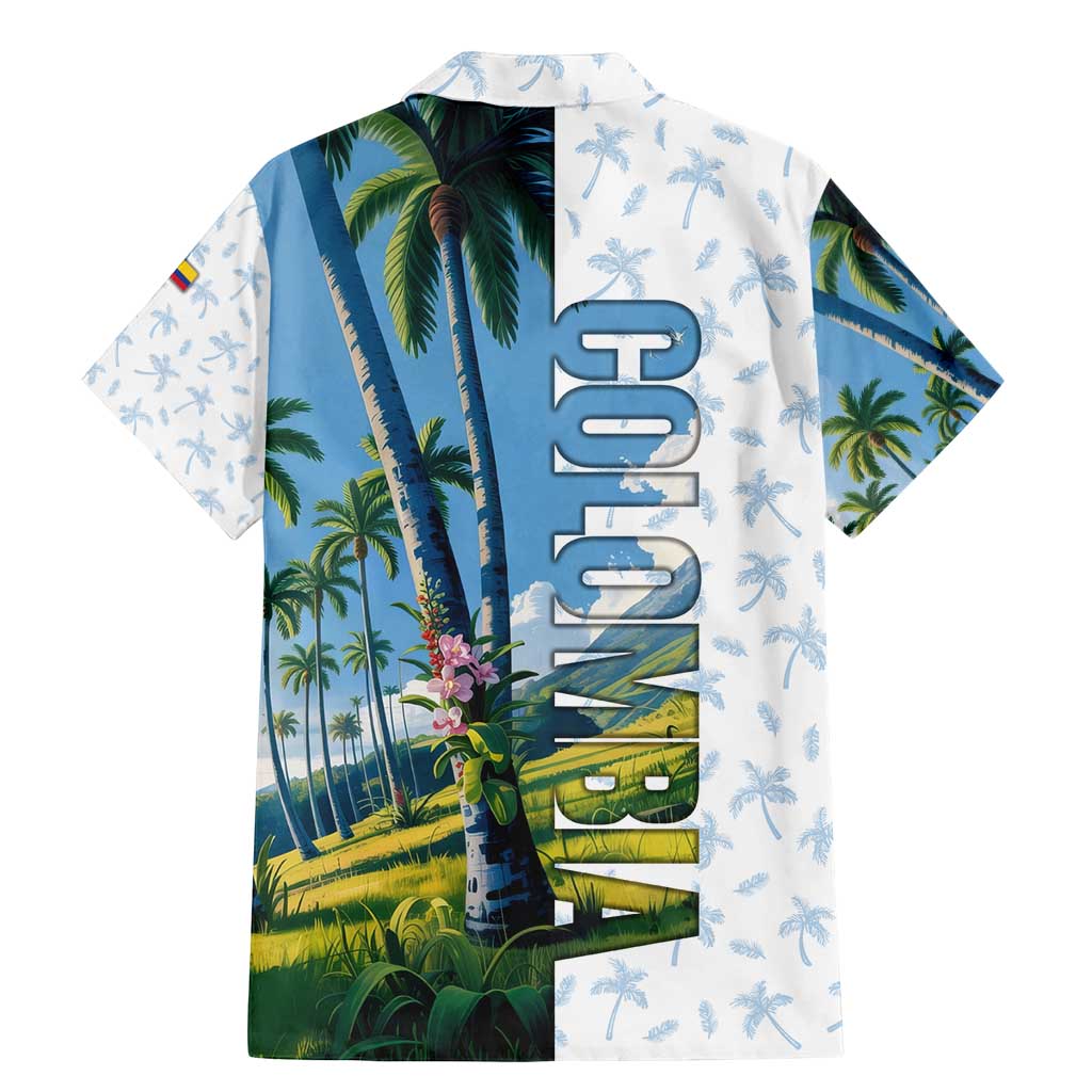 Colombia Palm Tree Landscape Family Matching Mermaid Dress and Hawaiian Shirt with Tropical Flowers and Blue Sky Design - Wonder Print Shop