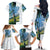 Colombia Palm Tree Landscape Family Matching Off The Shoulder Long Sleeve Dress and Hawaiian Shirt with Tropical Flowers and Blue Sky Design - Wonder Print Shop
