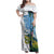 Colombia Palm Tree Landscape Family Matching Off Shoulder Maxi Dress and Hawaiian Shirt with Tropical Flowers and Blue Sky Design - Wonder Print Shop