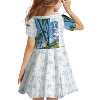 Colombia Palm Tree Landscape Family Matching Off Shoulder Short Dress and Hawaiian Shirt with Tropical Flowers and Blue Sky Design - Wonder Print Shop