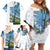 Colombia Palm Tree Landscape Family Matching Off Shoulder Short Dress and Hawaiian Shirt with Tropical Flowers and Blue Sky Design - Wonder Print Shop