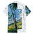 Colombia Palm Tree Landscape Family Matching Off Shoulder Short Dress and Hawaiian Shirt with Tropical Flowers and Blue Sky Design - Wonder Print Shop