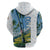 Colombia Palm Tree Landscape Hoodie with Tropical Flowers and Blue Sky Design - Wonder Print Shop