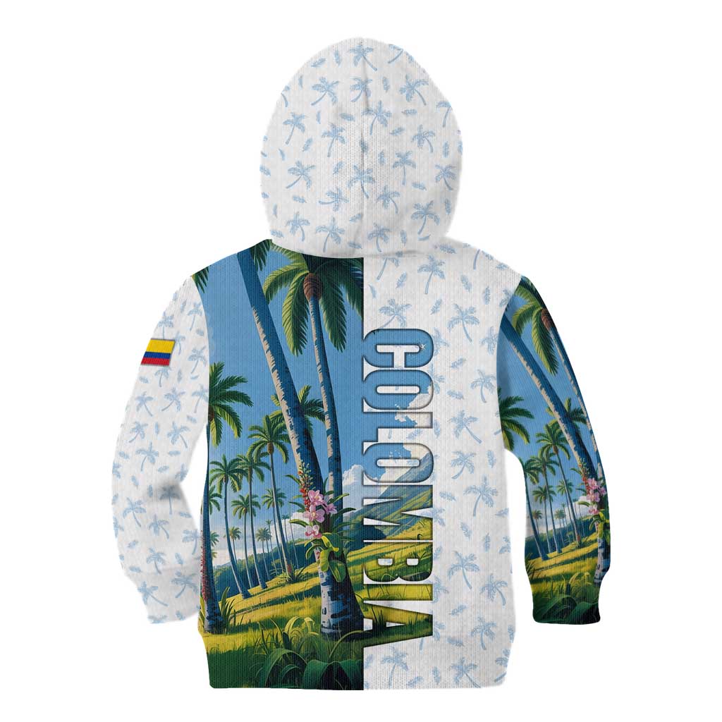 Colombia Palm Tree Landscape Kid Hoodie with Tropical Flowers and Blue Sky Design - Wonder Print Shop
