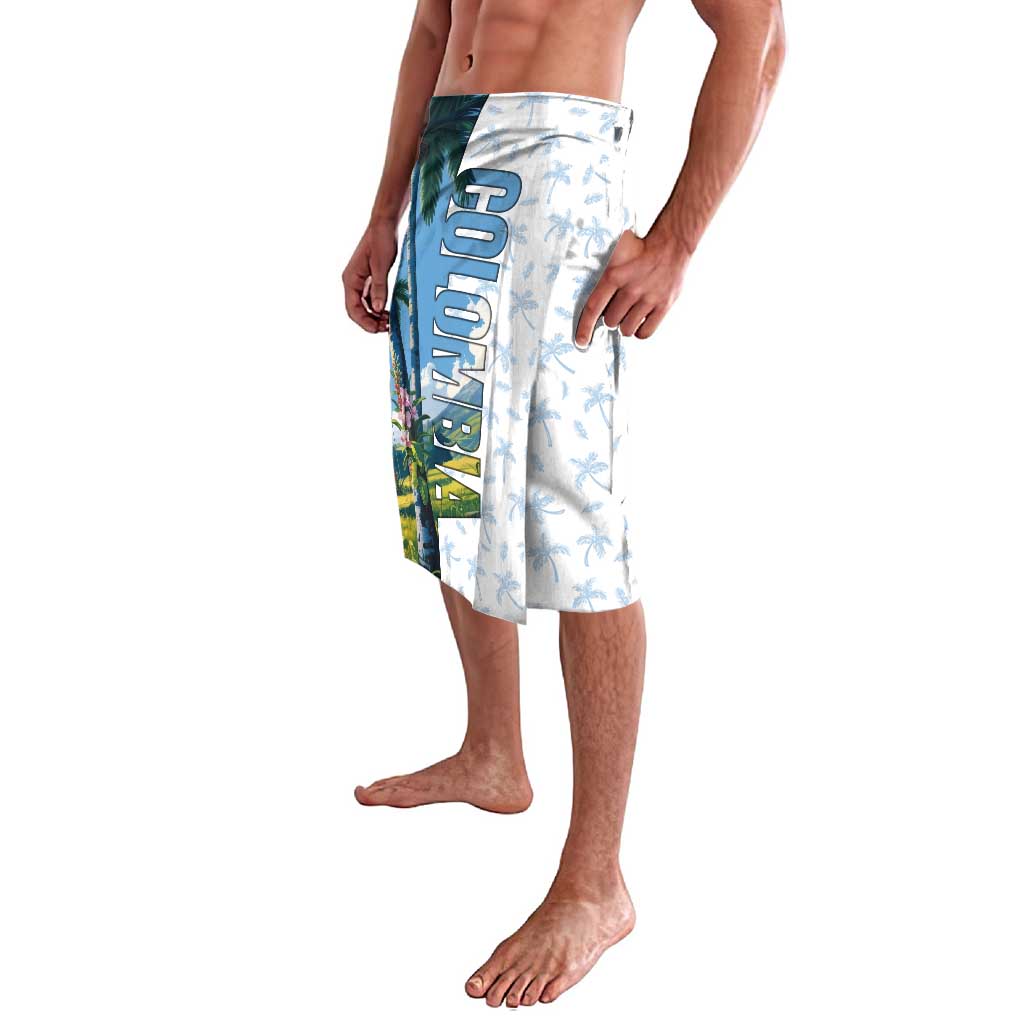 Colombia Palm Tree Landscape Lavalava with Tropical Flowers and Blue Sky Design - Wonder Print Shop