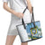 Colombia Palm Tree Landscape Leather Tote Bag with Tropical Flowers and Blue Sky Design - Wonder Print Shop
