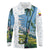 Colombia Palm Tree Landscape Long Sleeve Polo Shirt with Tropical Flowers and Blue Sky Design - Wonder Print Shop