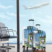 Colombia Palm Tree Landscape Luggage Cover with Tropical Flowers and Blue Sky Design - Wonder Print Shop