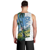 Colombia Palm Tree Landscape Men Tank Top with Tropical Flowers and Blue Sky Design - Wonder Print Shop