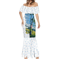 Colombia Palm Tree Landscape Mermaid Dress with Tropical Flowers and Blue Sky Design - Wonder Print Shop