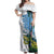 Colombia Palm Tree Landscape Off Shoulder Maxi Dress with Tropical Flowers and Blue Sky Design - Wonder Print Shop