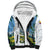 Colombia Palm Tree Landscape Sherpa Hoodie with Tropical Flowers and Blue Sky Design - Wonder Print Shop