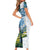 Colombia Palm Tree Landscape Short Sleeve Bodycon Dress with Tropical Flowers and Blue Sky Design - Wonder Print Shop