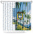 Colombia Palm Tree Landscape Shower Curtain with Tropical Flowers and Blue Sky Design - Wonder Print Shop