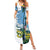 Colombia Palm Tree Landscape Summer Maxi Dress with Tropical Flowers and Blue Sky Design - Wonder Print Shop