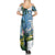 Colombia Palm Tree Landscape Summer Maxi Dress with Tropical Flowers and Blue Sky Design - Wonder Print Shop