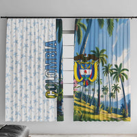Colombia Palm Tree Landscape Window Curtain with Tropical Flowers and Blue Sky Design - Wonder Print Shop