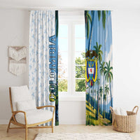 Colombia Palm Tree Landscape Window Curtain with Tropical Flowers and Blue Sky Design - Wonder Print Shop