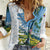 Colombia Palm Tree Landscape Women Casual Shirt with Tropical Flowers and Blue Sky Design - Wonder Print Shop