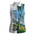 Colombia Palm Tree Landscape Women Sleeveless Polo Shirt with Tropical Flowers and Blue Sky Design - Wonder Print Shop