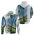 Colombia Palm Tree Landscape Zip Hoodie with Tropical Flowers and Blue Sky Design - Wonder Print Shop