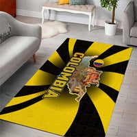 Colombia Heritage Area Rug with Yellow Black Flag Map and City Street Art - Wonder Print Shop