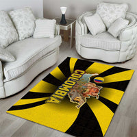 Colombia Heritage Area Rug with Yellow Black Flag Map and City Street Art - Wonder Print Shop
