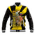 Colombia Heritage Baseball Jacket with Yellow Black Flag Map and City Street Art - Wonder Print Shop