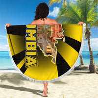 Colombia Heritage Beach Blanket with Yellow Black Flag Map and City Street Art - Wonder Print Shop