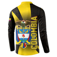 Colombia Heritage Button Sweatshirt with Yellow Black Flag Map and City Street Art - Wonder Print Shop