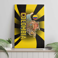 Colombia Heritage Canvas Wall Art with Yellow Black Flag Map and City Street Art - Wonder Print Shop