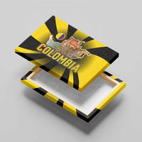 Colombia Heritage Canvas Wall Art with Yellow Black Flag Map and City Street Art - Wonder Print Shop