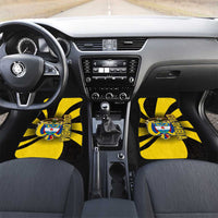 Colombia Heritage Car Mats with Yellow Black Flag Map and City Street Art - Wonder Print Shop