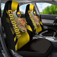 Colombia Heritage Car Seat Cover with Yellow Black Flag Map and City Street Art - Wonder Print Shop